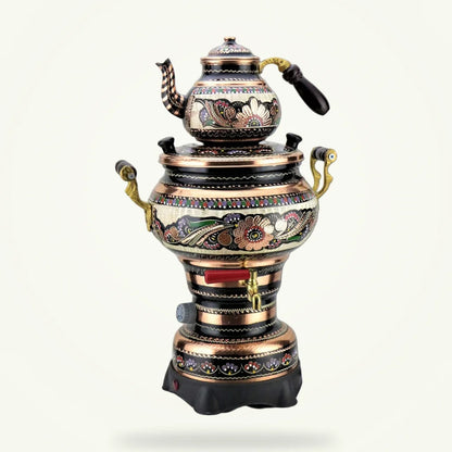 Electric Turkish teapot copper finish 0.9L-4L, full product view on white background