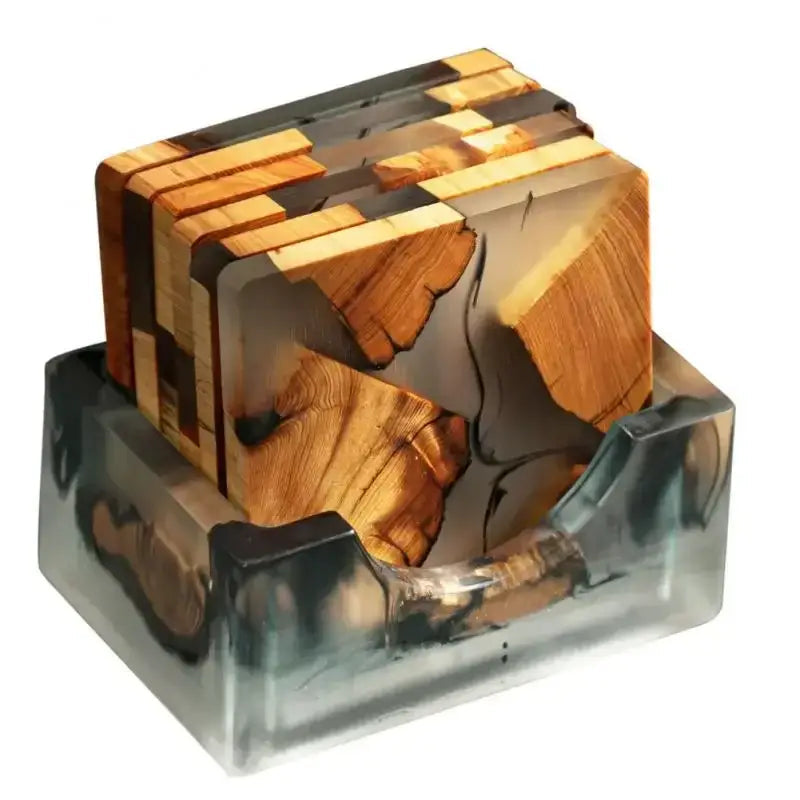 Epoxy resin coasters set of 6 in a box