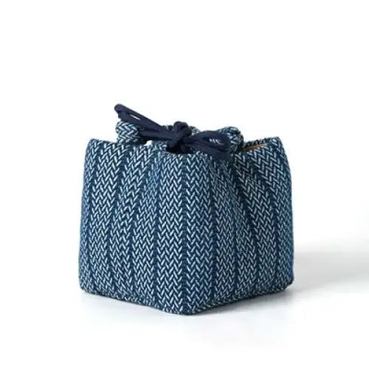 Retro blue fabric teapot cozy 8x8 cm small size