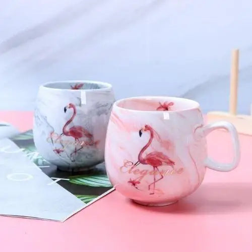 Pink flamingo tea cup with elegant design