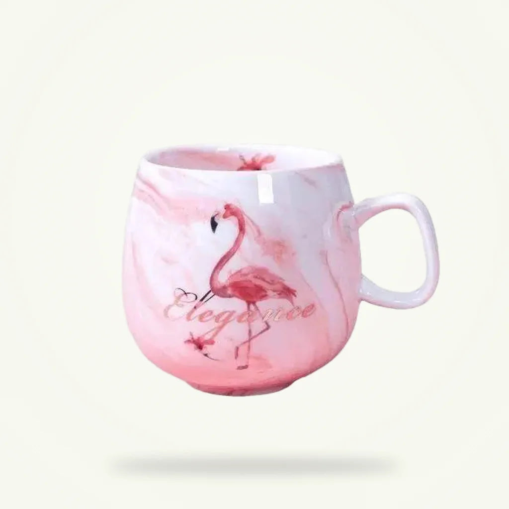 Flamingo Pink Porcelain Tea Cup, product photo on a plain background