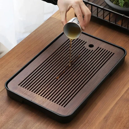 Folding Portable Bamboo Tea Tray - view 2