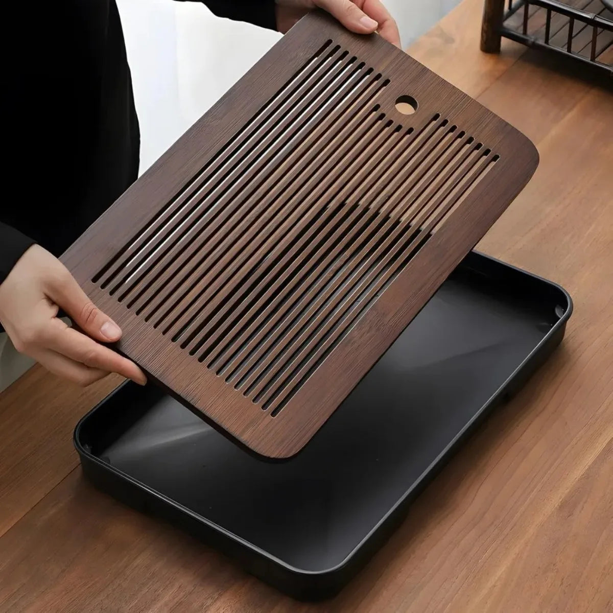 Folding Portable Bamboo Tea Tray - view 5