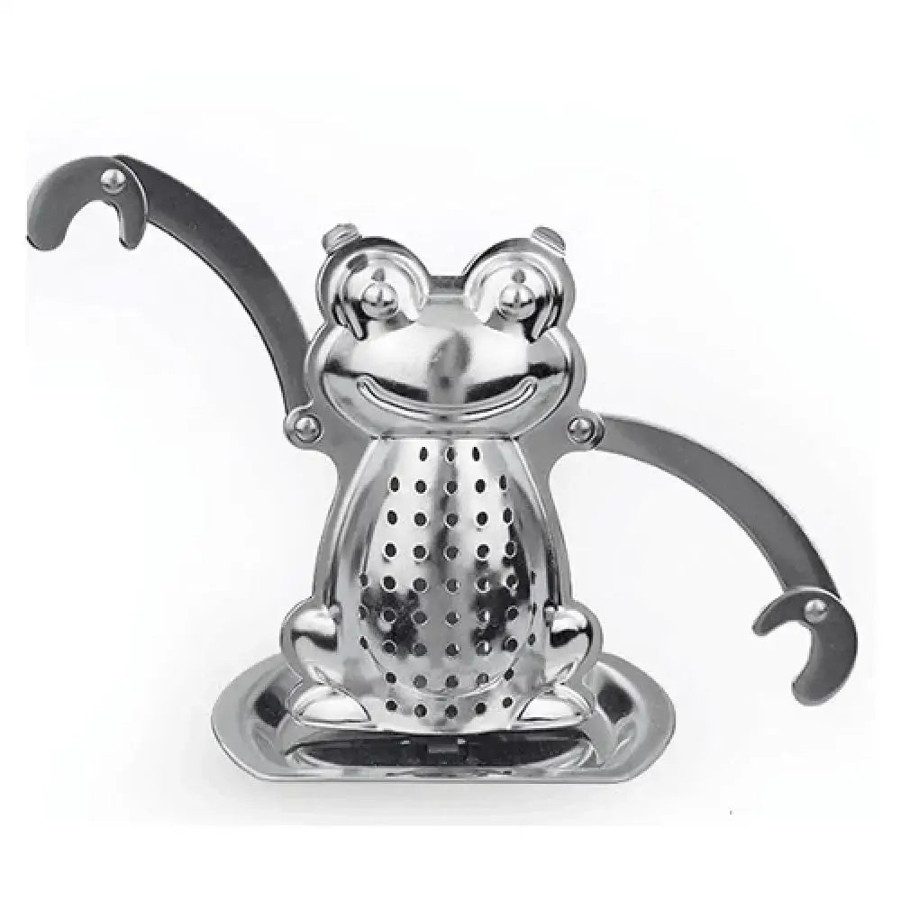 Frog tea infuser open showing tea leaves