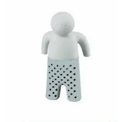 Light gray silicone tea infuser for a cup of tea