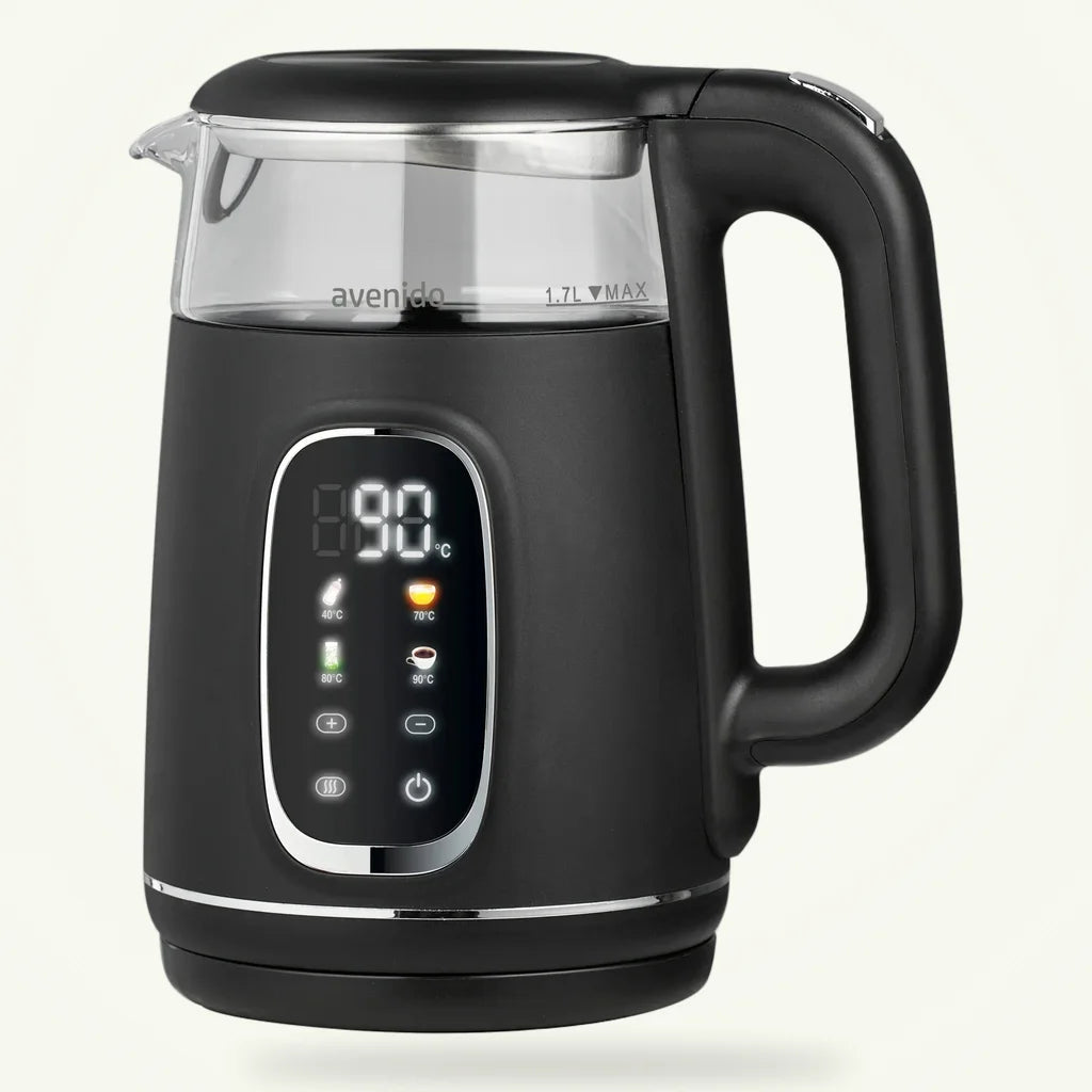 Glass Electric Kettle 1.7L, 360 Base, product photo on a plain background