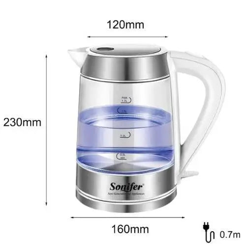 1.7 liter glass electric kettle with blue LED