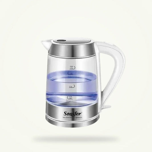 Glass Electric Kettle with Blue LED - 1.7L, 2000W, product photo on a plain background