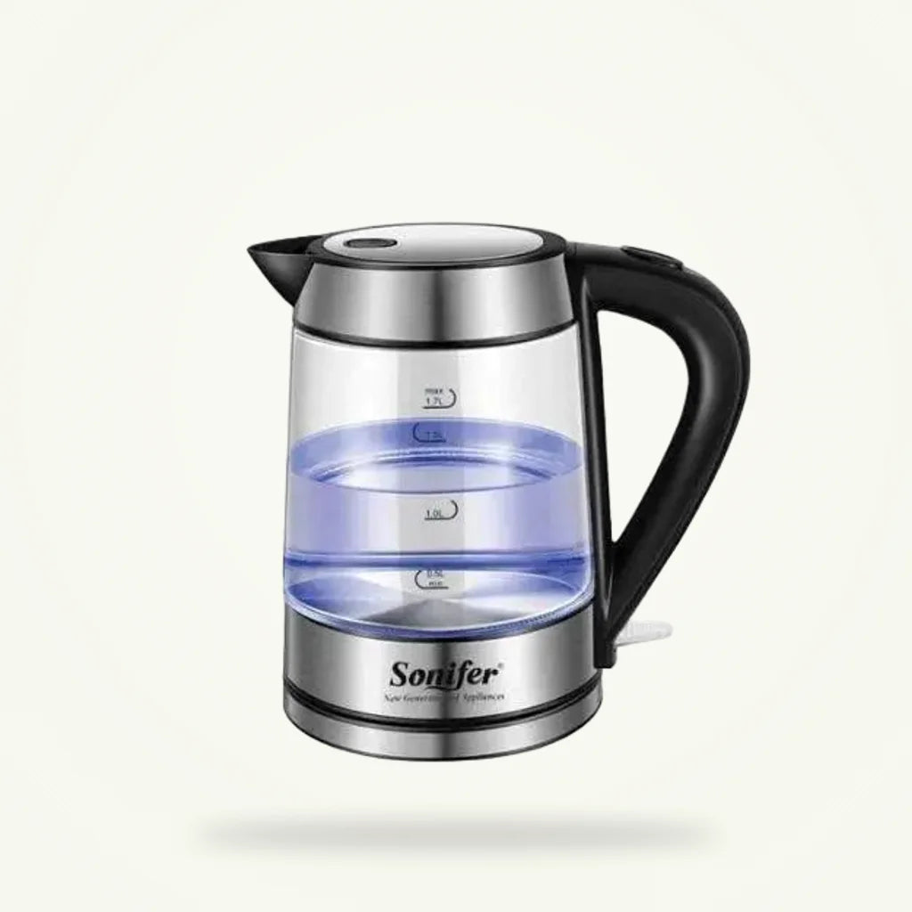 Glass Electric Kettle with Temperature Control, 1.7L, product photo on a plain background