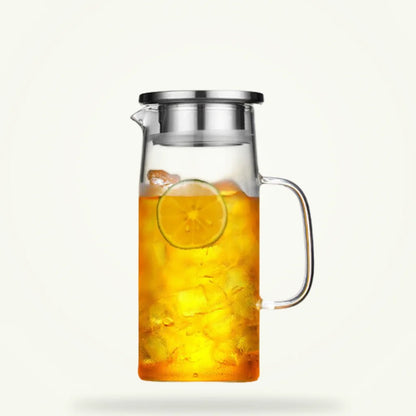 Glass iced tea pitcher with lid for fridge, 1L and 1.5L sizes, Granny Lulu