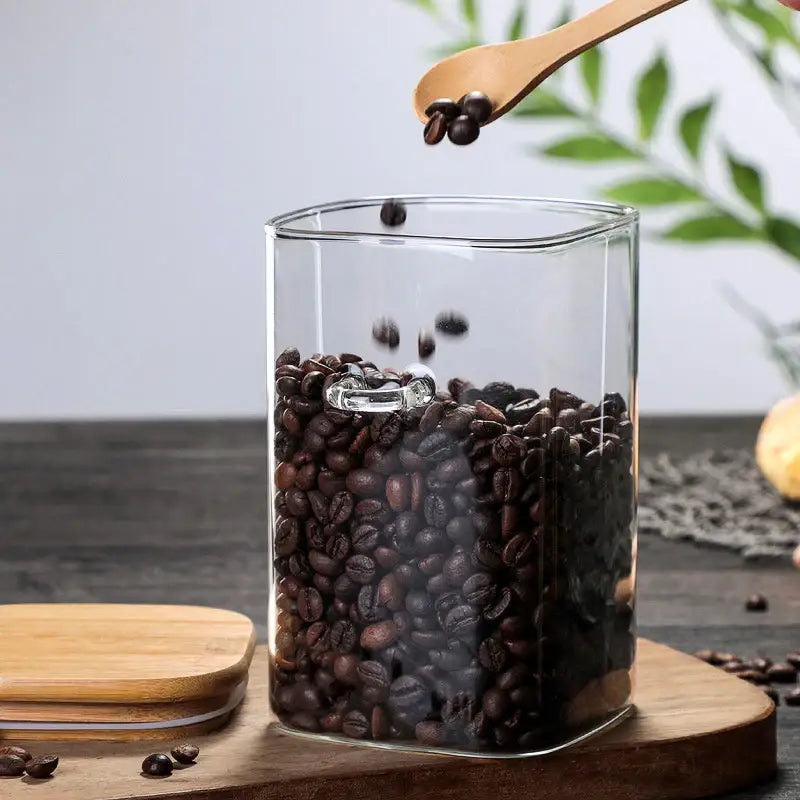Airtight glass jar for tea and coffee storage