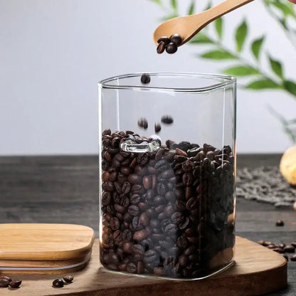 Airtight glass jar for tea and coffee storage