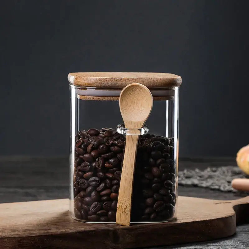 Large glass jar for coffee beans with airtight lid