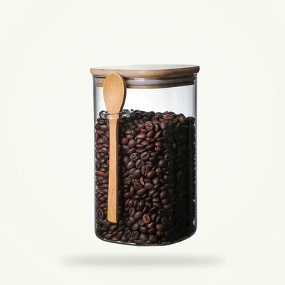 Glass Tea and Coffee Canister with Airtight Lid, product photo on a plain background