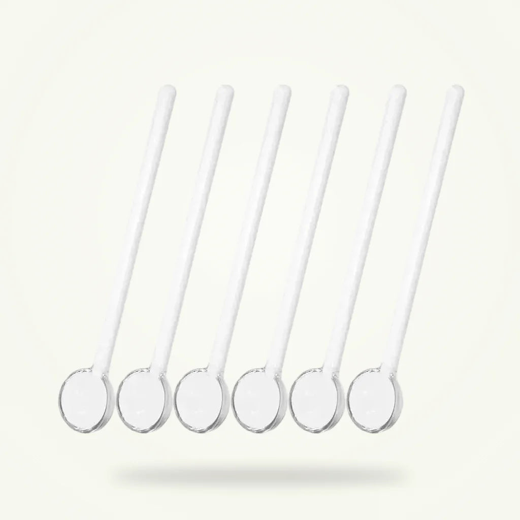 Glass Tea Spoon Set - 4, 6, or 8 Pieces for Loose Leaf Tea, product photo on a plain background