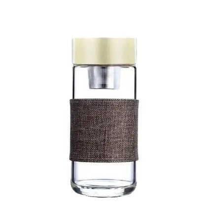 Glass tea thermos bottle with infuser and lid
