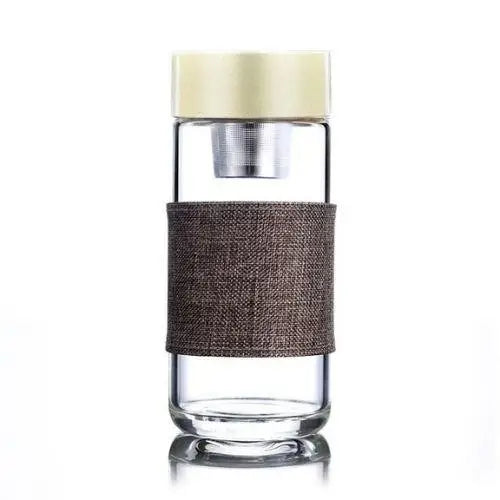 Brown glass tea thermos bottle for office