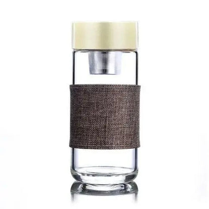 Brown glass tea thermos bottle for office