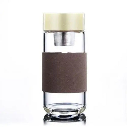 Chocolate brown glass tea thermos bottle
