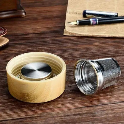 Glass tea thermos bottle with lid and infuser