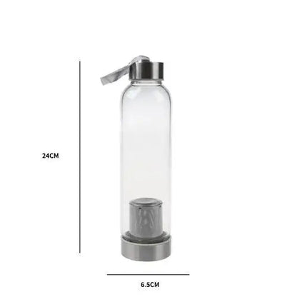 Glass tea thermos size comparison showing 550 ml capacity