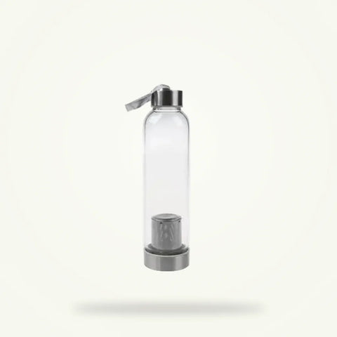 Glass Tea Thermos Bottle with Pink Carry Pouch, 550 ml, Built-In Infuser