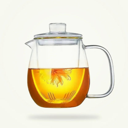 Glass Teapot Set with 2 Cups, 600 ml Borosilicate Glass Tea Set, product photo on a plain background