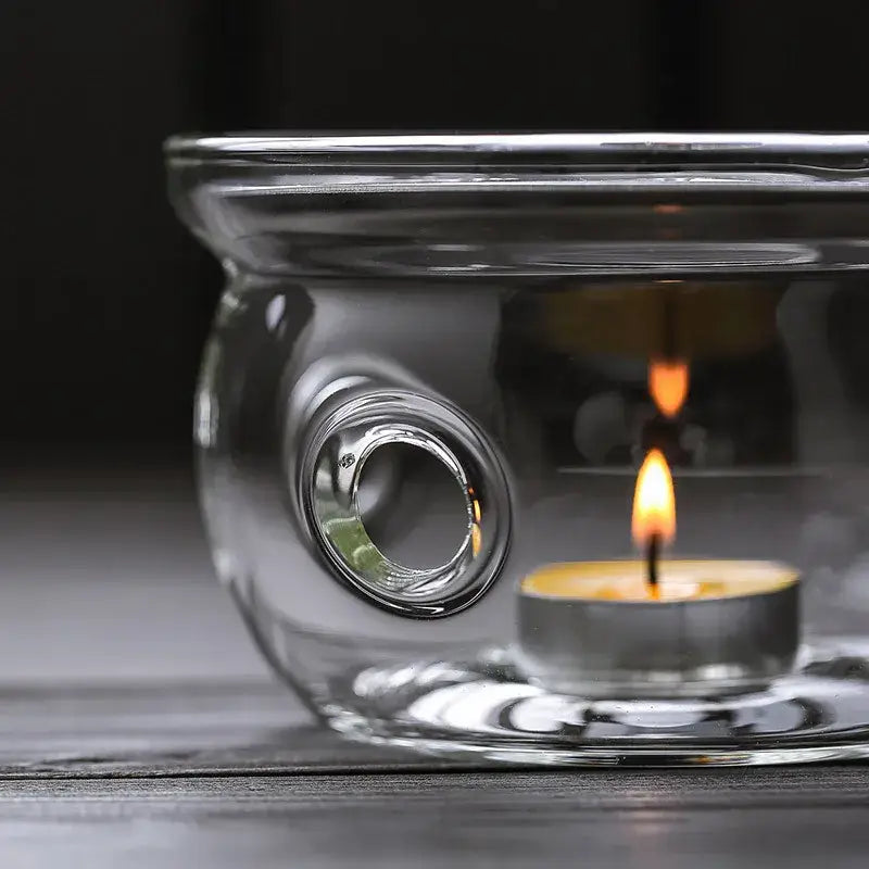 Borosilicate glass teapot warmer for keeping brewed tea warm
