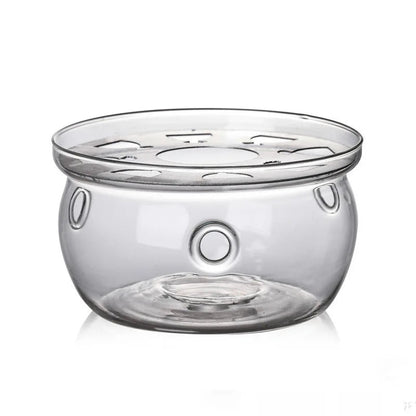 Glass teapot warmer candle holder product detail, cord-free design