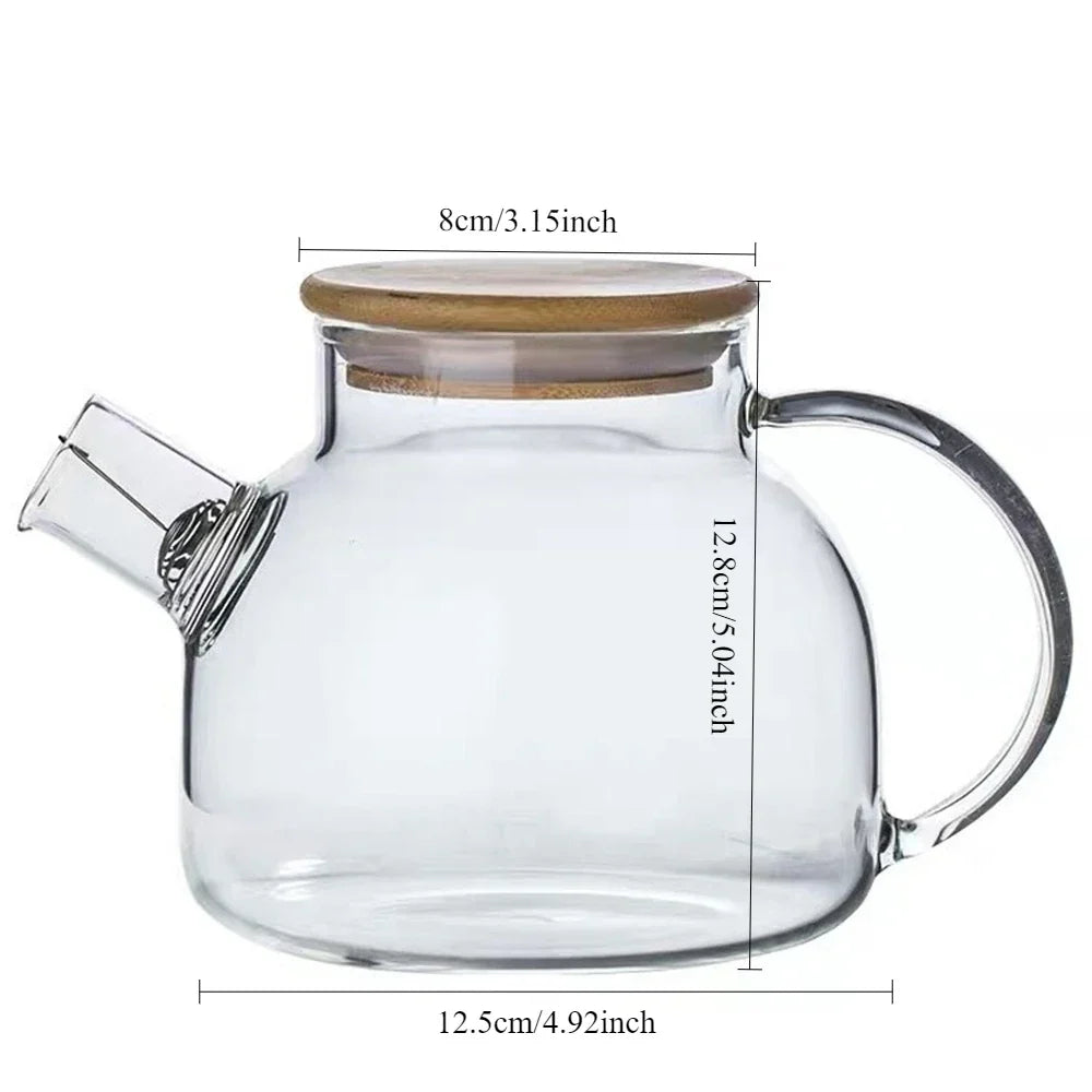 Glass Teapot with Bamboo Lid, 60 oz - view 3