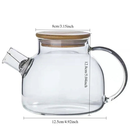 Glass Teapot with Bamboo Lid, 60 oz - view 3