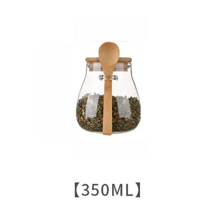 350ml glass teapot with bamboo lid, single-serve size for one cup of loose-leaf tea