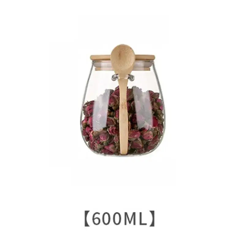 600ml glass teapot with bamboo lid, two-cup size for loose-leaf tea with bamboo infuser