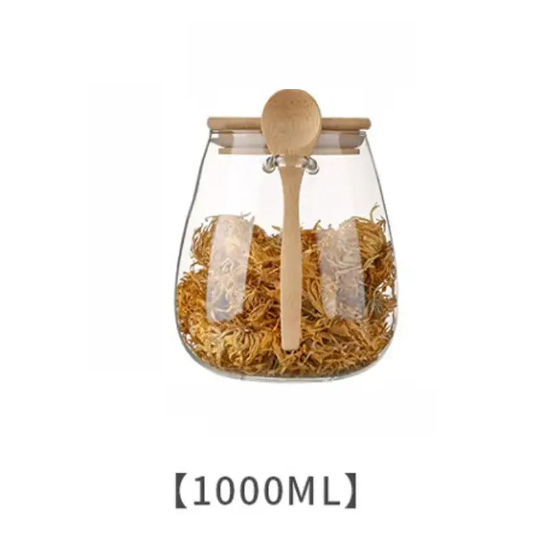 1000ml glass teapot with bamboo lid, large size for loose-leaf tea serving four cups