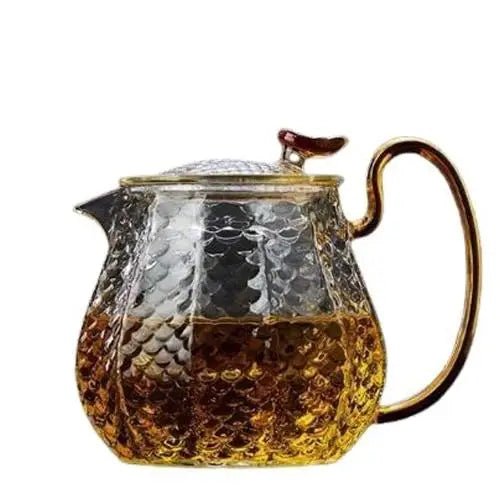 Clear 600 ml glass teapot with integrated strainer, front view