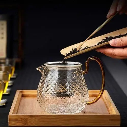 Borosilicate glass teapot showing clear heat-resistant material