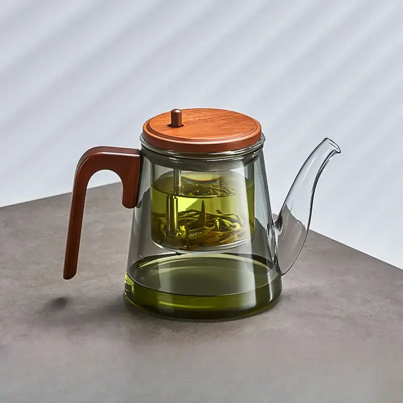 Smoked gray glass teapot with infuser