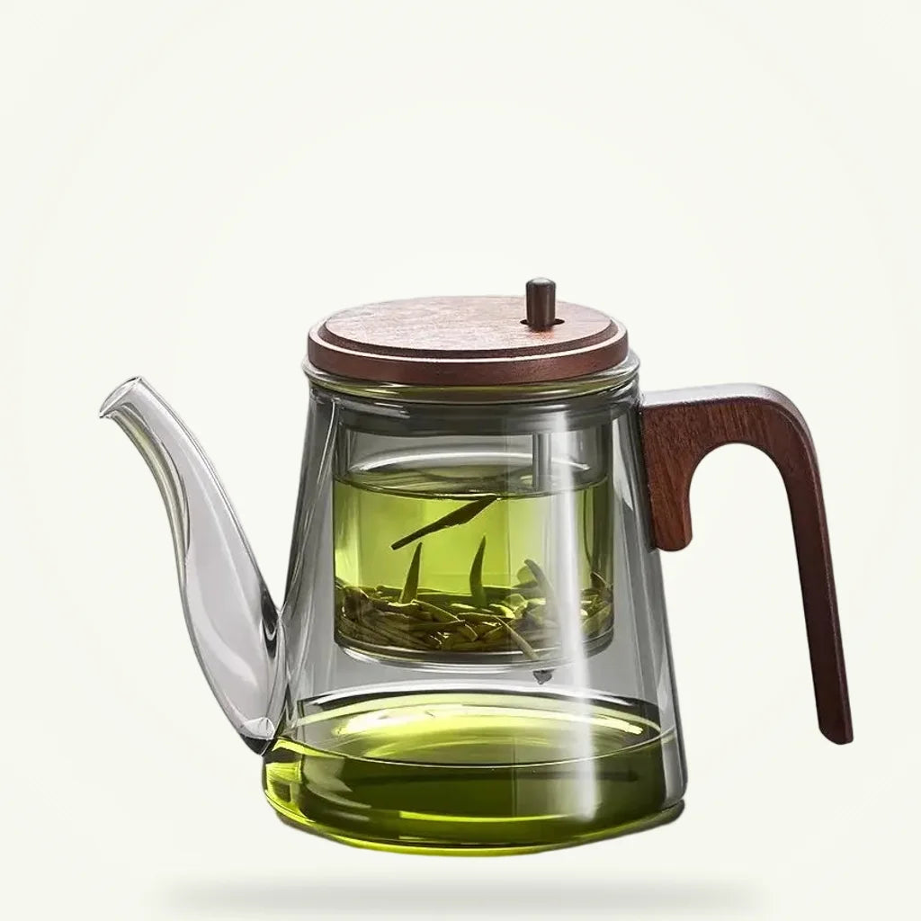 Glass Teapot with Infuser - 670ml Borosilicate Teapot, product photo on a plain background