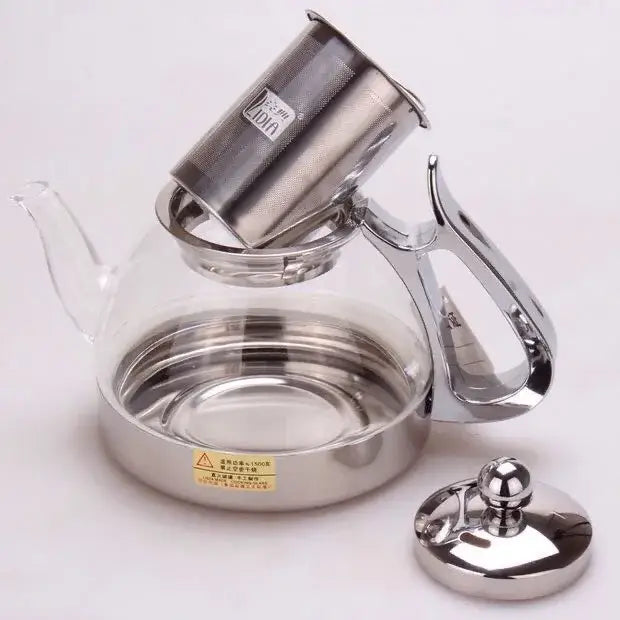 Induction glass teapot with tea steeping inside