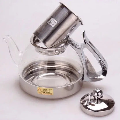 Induction glass teapot with tea steeping inside