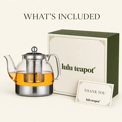 Glass Teapot with Stainless Steel Infuser : packaging concept (non contractuel)