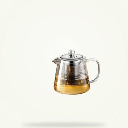 Glass Teapot with Stainless Steel Infuser, product photo on a plain background