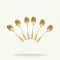 Gold Shell Tea Spoons, Set of 6 Stainless Steel Teaspoons