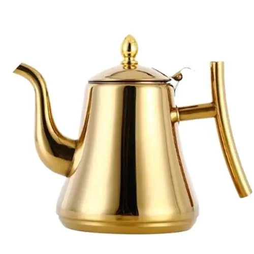Gold stainless steel teapot with built-in infuser, 1 liter size