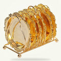 Gold Tea Saucers Set of 6 - Vintage Style Coasters for Cups and Cocktails