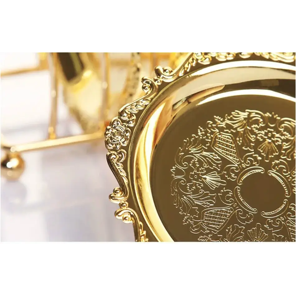 Gold tea saucers with storage stand