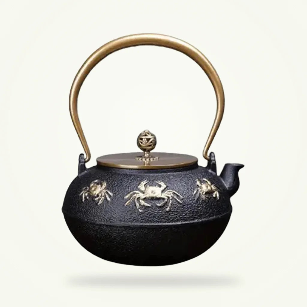 Golden Crab Cast Iron Teapot, 1200 ml, product photo on a plain background