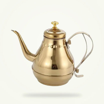 Golden Oriental Stainless Steel Teapot, 1.2 L or 1.8 L, product photo on a plain background