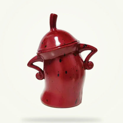 Granny Lulu tea bag storage box in purple on plain background, front packshot