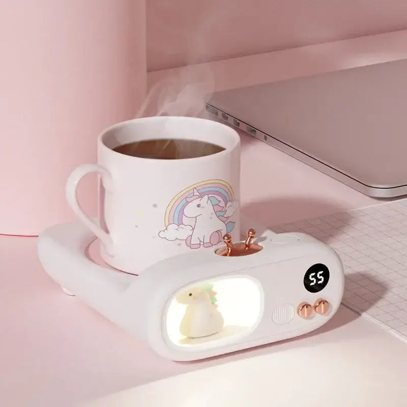 Unicorn themed USB mug warmer for hot beverages